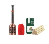 AHUAN 3 Piezas Cobre Quemador de Moxibustión Portátil Con Barrita de Moxa, Funda de Tela Caja de Moxibustión Portátil para Ombligo Vientre Moxibustion Box