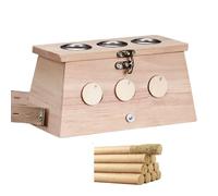AHUAN Caja de Moxibustión a Prueba de Quemaduras Con Palitos de Moxa, Temperatura Ajustable Quemador de Moxibustión para Cuello Rodillas Espalda Cintura Moxibustion Box(Oak,3 holes)