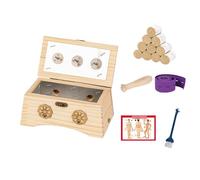 AHUAN Moxibustion Box de Madera Con Asa Extraíble Varilla de Moxa, Vendaje Moxa Box Temperatura Ajustable Portátil Caja de Moxibustión para Cintura, Brazos(Set B 3-hole)