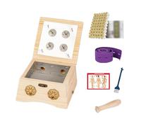 AHUAN Moxibustion Box de Madera Con Asa Extraíble Varilla de Moxa, Vendaje Moxa Box Temperatura Ajustable Portátil Caja de Moxibustión para Cintura, Brazos(Set C 4-hole)