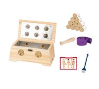 AHUAN Moxibustion Box de Madera Con Asa Extraíble Varilla de Moxa, Vendaje Moxa Box Temperatura Ajustable Portátil Caja de Moxibustión para Cintura, Brazos(Set B 6-hole)