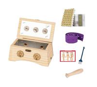 AHUAN Moxibustion Box de Madera Con Asa Extraíble Varilla de Moxa, Vendaje Moxa Box Temperatura Ajustable Portátil Caja de Moxibustión para Cintura, Brazos(Set C 3-hole)