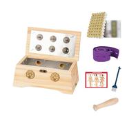 AHUAN Moxibustion Box de Madera Con Asa Extraíble Varilla de Moxa, Vendaje Moxa Box Temperatura Ajustable Portátil Caja de Moxibustión para Cintura, Brazos(Set C 6-hole)