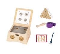 AHUAN Moxibustion Box de Madera Con Asa Extraíble Varilla de Moxa, Vendaje Moxa Box Temperatura Ajustable Portátil Caja de Moxibustión para Cintura, Brazos(Set B 4-hole)