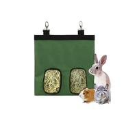 AHUAN Multi-Ventana Comedero de Heno Engrosado Tejido Oxford 600d Bolsa de Heno de Conejo Impermeable con Ganchos Metálicos para Jardín, Balcón(Verde,M)