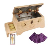 AHUAN Temperatura Ajustable Caja de Moxibustión Con Asa Mapa de Puntos de Acupuntura Madera Moxibustion Box para la Cintura Abdomen Quemador de Moxibustión(Ginger hanging moxibustion)