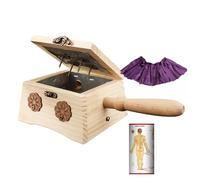 AHUAN Temperatura Ajustable Caja de Moxibustión Con Asa Mapa de Puntos de Acupuntura Madera Moxibustion Box para la Cintura Abdomen Quemador de Moxibustión(4-needle hanging moxibustion)