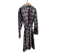 AHUFGN Bata De Invierno para Hombres Albornoz de Franela for Hombre, camisón Suave de Invierno, Batas largas de Felpa Gruesa for Hombre, Batas Grises a Cuadros, Bata de casa con Bolsillos(Plaid,S)