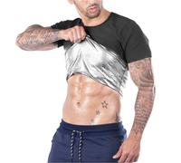AHUFGN Camiseta Compresión Hombre Chaleco de Sauna for Hombre, Camiseta de compresión Que atrapa el Calor, Traje de Sauna for Gimnasio, Moldeador Corporal Adelgazante for Bajar de Peso.(Sliver,L XL)