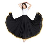 AHUFGN Falda Flamenca Mujer Falda de baile flamenco color liso for mujer, faldas largas con vuelo grande, traje actuación danza folclórica(Color 1,85cm)