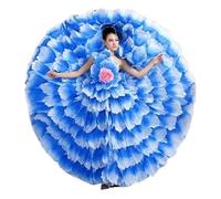 AHUFGN Falda Flamenca Mujer Falda de Baile Flamenco, Traje, Ropa actuación Moderna, Faldas pétalos, Vestido(Blue 360D,M)
