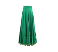 AHUFGN Falda Flamenca Mujer Falda de baile salón flamenco for mujer, falda larga con volantes y cintura alta, círculo completo, for danza del vientre folclórica cuadrada(Green,XXL)