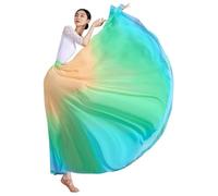 AHUFGN Falda Flamenca Mujer Falda larga fluida de 11 colores con gradiente 720 grados for danza del vientre, disfraz clásico for mujer, faldas sol(Color-03,M 90cm)