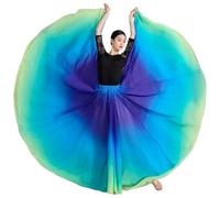 AHUFGN Falda Flamenca Mujer Falda larga fluida de 11 colores con gradiente 720 grados for danza del vientre, disfraz clásico for mujer, faldas sol(Color-07,S 85cm)