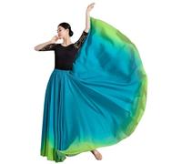 AHUFGN Falda Flamenca Mujer Falda larga fluida de 11 colores con gradiente 720 grados for danza del vientre, disfraz clásico for mujer, faldas sol(Color-04,L 95cm)