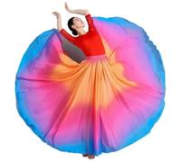 AHUFGN Falda Flamenca Mujer Falda larga fluida de 11 colores con gradiente 720 grados for danza del vientre, disfraz clásico for mujer, faldas sol(Color-01,S 85cm)
