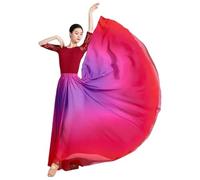 AHUFGN Falda Flamenca Mujer Falda larga fluida de 11 colores con gradiente 720 grados for danza del vientre, disfraz clásico for mujer, faldas sol(Color-10,L 95cm)