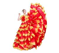 AHUFGN Falda Flamenca Mujer Vestido de Flamenco Gris, Falda Gitana for Danza, Trajes Mujer for el Vientre, pétalos Grandes, Coro, Escenario, espectáculo(Color-10,XL)