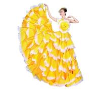 AHUFGN Falda Flamenca Mujer Vestido de Flamenco Gris, Falda Gitana for Danza, Trajes Mujer for el Vientre, pétalos Grandes, Coro, Escenario, espectáculo(Color 05,XL)