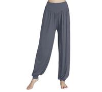 AHUFGN Pantalones de Danza para Mujer Pantalones de Yoga for Mujer, elásticos, Sueltos, Informales, de algodón, for Yoga, Baile, Ballet, práctica de Baile(Dark Gray,M)