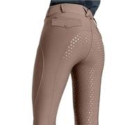 AHUFGN Pantalones Ecuestres Pantalones de equitación de Silicona Negros con Asiento Completo for Mujer, Mallas for Montar a Caballo, Ropa Ecuestre(Khaki,XS)
