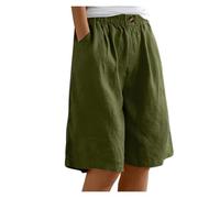 AHUFGN Vaqueros Cortos Mujer Pantalones clásicos, Sencillos, Lisos, con Botones, Cintura elástica y Bolsillos, Pantalones Cortos Holgados de Uso Diario(Color10,XXL)