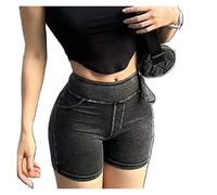 AHUFGN Vaqueros Cortos Mujer Pantalones Vaqueros Cortos de Cintura Alta for Mujer, Tendencia Moda, for Yoga(Grey,L)