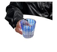 AHUFGN Vasos de Cristal Agua 200ml Star Diamond Cut Rock Cup Household Water Glass For Bar Party Colored Crystal(Blue)