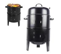 Ahumador Barbacoa 3 EN 1 Barril Asador de Carne con Termómetro Horno para Ahumar 84 cm parrilla de Carbón Vegetal Regulador de Ventilación Armario Barbacoa Para Ahumar, Asar a la Parrilla y Cocinar