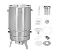 Ahumador Barril Asador De Carne Material De Acero Inoxidable Asador De 360° Incluye Termómetro Y Recipiente para Cenizas 50 Cm De Diámetro Parrillero