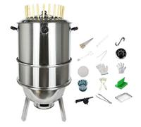 Ahumador Barril para Asar Carne Diámetro 80 Cm Fabricado en Acero Inoxidable Cocción 360° Con Termómetro Totalmente Lavable para Camping Jardín Parrillero(43 * 80cm)