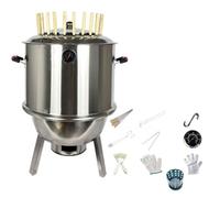 Ahumador Barril para Asar Carne Diámetro 80 Cm Fabricado en Acero Inoxidable Cocción 360° Con Termómetro Totalmente Lavable para Camping Jardín Parrillero(43 * 63cm)