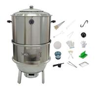 Ahumador Barril para Asar Carne Diámetro 80 Cm Fabricado en Acero Inoxidable Cocción 360° Con Termómetro Totalmente Lavable para Camping Jardín Parrillero(43 * 85cm)