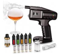 Ahumador de Cócteles Eléctrico Pistola de Ahumado en Frío Profesional Kit de Infusor de Humo para Bebidas Comida Carne y Salmón Generador Portátil para Cocina Bar(Black)