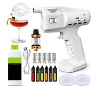 Ahumador de Cócteles Eléctrico Pistola de Burbujas de Humo para Gastronomía Molecular Kit de Ahumador en Frío para Bebidas Comida Carne y Mixología Profesional(White)