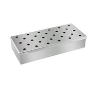 ahumadora de pellets - Recipiente de acero inoxidable con ventilación corrugada, diseño de tapa con bisagras, herramienta de barbacoa de larga duración, resistente a la corrosión, accesorio de