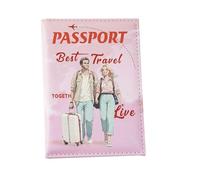 Ahuuen Funda para pasaporte para viajes, tarjetero, funda para pasaporte, impermeable, tarjetas de crédito, carteras, accesorios para parejas, hombres, mujeres, niños, familia, Rosa., Zwei Personen