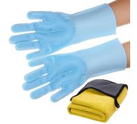 Ahuuen Guantes de Aseo para Gatos | Guantes Cepillo para Baño de Perros con Toalla - Accesorios De Limpieza Para Masaje En Ducha Diaria De Perros Gatos Cachorros Gatitos Casa Coche Baño Cocina