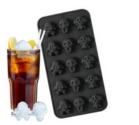 Ahuuen Molde de Hielo de Calavera de Silicona - Molde para Hacer Cubitos de Hielo de Cráneo,15 Cavidades de Silicón Accesorio de Cocina Fácil Desmolde para Gominolas, Caramelos y Cubitos de