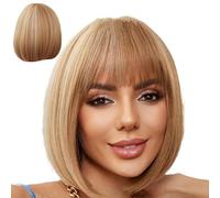 Ahuuen Peluca Bob Recta,Peluca Corte Bob,Peluca corta recta con flequillo - Pelucas Bob cortas de aspecto natural de pelo sintético resistente al calor para mujeres