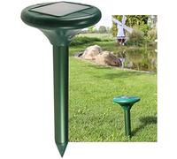 Ahuyentador de animales solar ultrasónico contra topos, ratón, rata, mapache, vibración de alta frecuencia, hasta 900 m², funcionamiento automático, batería solar integrada, color verde