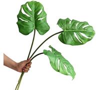 Ahvoler Hojas Artificiales de Monstera con Palmera Tropical, Hojas Grandes con Tallo Largo para decoración del hogar y Boda, 30 Pulgadas, 3 Piezas