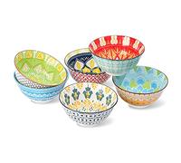 AHX Tazones Desayuno - Cuencos Sopa - Bon Cereales Ensalada 15.7 cm de Porcelana - Cuenco Ramen | Arroz | Consome | Gazpacho - Juego de 6 Multicolor Tazon de 700 ml
