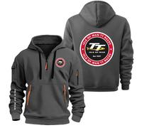 AHYAOFA Sudadera con Capucha para Hombre 1/4 para I.s.l.e of M.a.n T..t Jerséis Sudadera Cómoda con Capucha Ropa Deportiva De Manga Larga con Cremallera hasta La Mitad Abrigos con Capucha Gray-2 XL