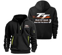 AHYAOFA Sudadera con Capucha para Hombre con Cremallera De 1/4 para I.s.l.e of M.a.n T..t Sudadera Informal con Capucha De Manga Larga para Exteriores con Estampado Y Capucha Black-2 3XL