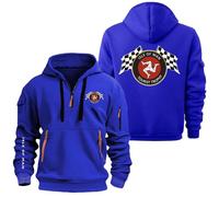 AHYAOFA Sudadera con Capucha para Hombre con Cremallera De 1/4 para I.s.l.e of M.a.n T..t Sudadera Informal con Capucha De Manga Larga para Exteriores con Estampado Y Capucha Blue-1 3XL