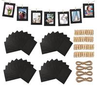AHYDFSR 40 Marcos de Fotos de cartón,Cuerda de Cáñamo Natural Fotos Pared, Set Marco Fotos de Papel,Marcos para Colgar Fotos en la Escuela, Hogar,Oficina o Fiestas, Portaretratos para Fotos, Negro