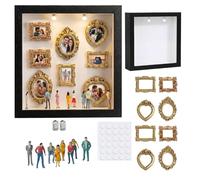 AHYDFSR DIY Mini Museum Silhouette Box, Mini Marcos de Fotos Museo, Cajas de Sombra Kit con 8 Mini Figuras de Museo y 8 Mini Marcos Dorados, para Aniversarios Bodas, Cumpleaños y Decoración Hogar