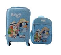 AI ACCESSORY INNOVATIONS Bluey - Juego de equipaje y mochila para niños, maleta de 18 pulgadas con ruedas, mochila de 13.7 pulgadas, Juego Bluey, 18" Luggage, 13.75" Backpack, Juego de 2 piezas