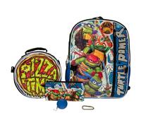 AI ACCESSORY INNOVATIONS Juego de mochila de 5 piezas, mochila escolar para niñas y niños de 16 pulgadas con bolsillo frontal con cremallera, TMNT, L, Juego de mochila